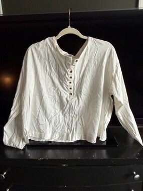 Classic White Long-Sleeve Henley Top